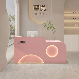 Modern yüksek kalite Led resepsiyon masası basit kadin giyim mağazası berber dükkanı güzellik salonu resepsiyon masası - Product Image 4
