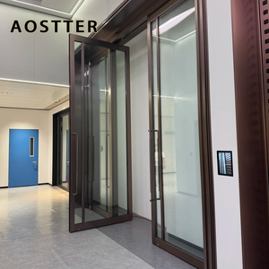 <span class=keywords><strong>Porte</strong></span> à battant en aluminium AOSTTER robuste, finition chêne foncé, motif grain <span class=keywords><strong>de</strong></span> <span class=keywords><strong>bois</strong></span>, grille classique, pour <span class=keywords><strong>entrée</strong></span> principale <span class=keywords><strong>de</strong></span> cabane rustique extérieure - Product Image 3