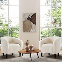 Ensemble de 2 chaises d'appoint Sherpa ivoire Chaises club en fourrure avec accoudoir rembourré doux pour salon chambre bureau ou salle d'attente