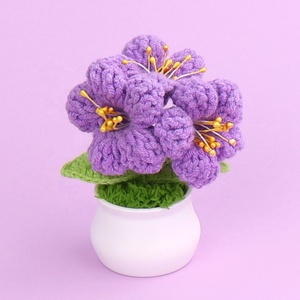 Planta en maceta de campanilla danesa tejida a mano, adorno para el hogar, ramo de lana artificial tejido a ganchillo, regalo para boda - Product Image 3