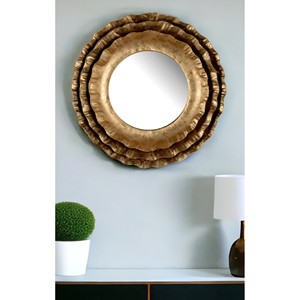 Specchio decorativo rotondo in oro da 16 \ "con scritta in ferro prodotto HMS - Product Image 1