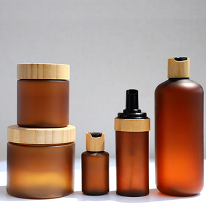 PET Amber Plastic Cosmetic Container Case for Bamboo Cosmetic Jar