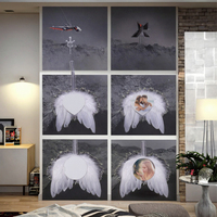 Décoration de Noël moderne pour la maison, pendentif en verre personnalisé par sublimation, logo DIY, cadeau populaire, ornement ailes d'ange en plumes