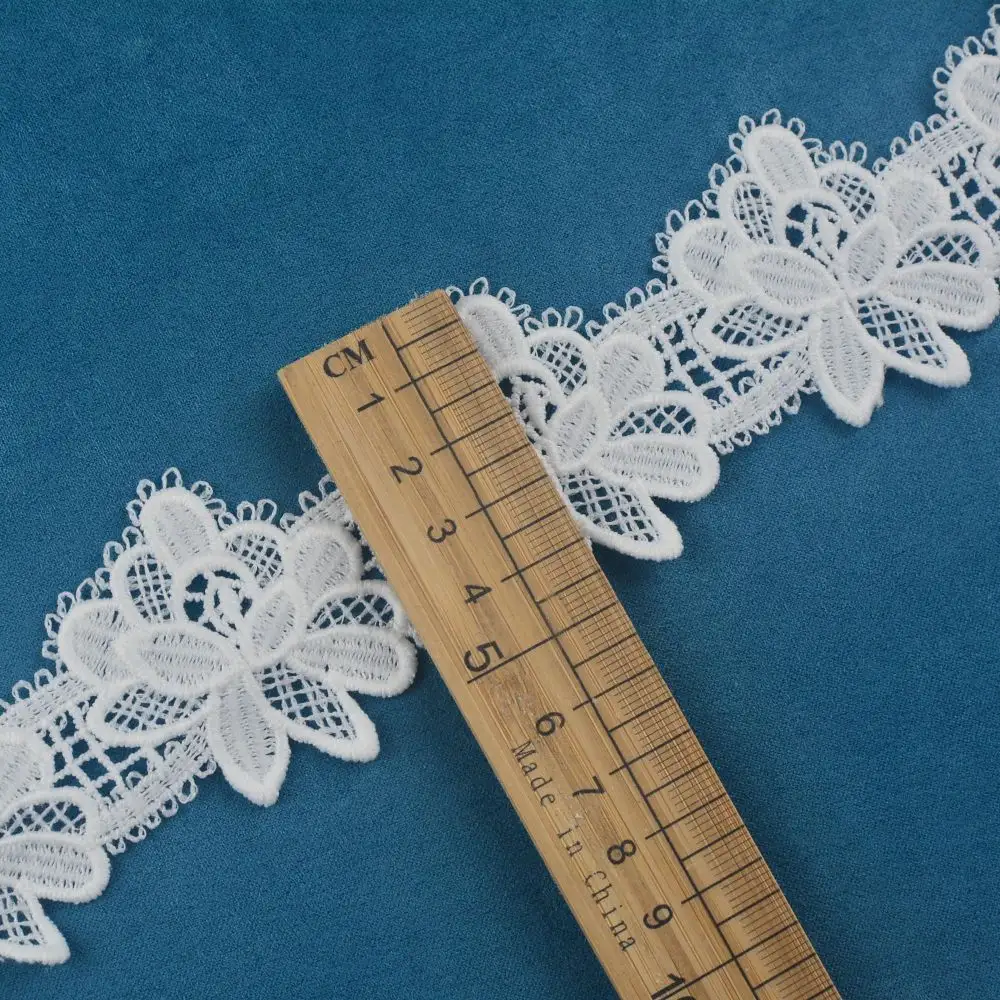 Spitzenstoff hochwertige Stickerei weiße Blume Spitze stretch Gewebe Polyesterstoff für Hochzeit