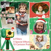 Set de Regalos de Navidad, Cámara Digital para Niños con Palo para Selfies y Juegos Divertidos, 48MP, Lente Dual, Video 1080P, Juguetes para Niños, Compatible con Tarjeta de 64G