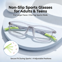 C60110 para Todas las Formas de Rostro, Monturas de Gafas Deportivas Ligeras EMS Temple de Ultra-resistentes para Niños, Montura Completa Antideslizante