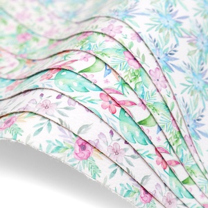 7 pièces/ensemble couleurs pastel fleur florale impression synthétique <span class=keywords><strong>imprimé</strong></span> <span class=keywords><strong>cuir</strong></span> Faux <span class=keywords><strong>cuir</strong></span> tissu feuilles Bundle pour arcs artisanat - Product Image 3