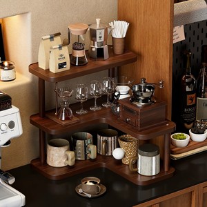 Corner Desktop <b>Shelf</b> 3 Tier Wood Storage Rack For <b>Kitchen</b> Household Organize Standing Type Classic Style - Product Image 1