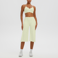 Yimo Ensemble de yoga pour femme, 10 couleurs, pantalon semi-évasé taille haute, séchage rapide, design dos élégant, tenue de sport fitness gym