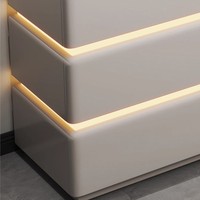 Commode simple en bois massif à 6 tiroirs avec revêtement en cuir, éclairage LED, certification CE européenne, adaptée à une utilisation en chambre à coucher