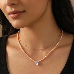 Collar Gargantilla RINNTIN GPN103 con Colgante de Circonita Cúbica de 5A y Perla Cultivada de Agua Dulce Rosa para Mujer - Product Image 3