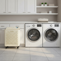 Panier à linge pliable en plastique de grande capacité avec roulettes, bac de rangement pour vêtements sales pour la salle de bain, panier pliable