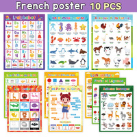 Affiche éducative personnalisable 300g en papier couché double face avec film, sur le thème des animaux, de l'alphabet, des fruits et des mots, pour l'apprentissage précoce