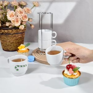 2025 tazas de <span class=keywords><strong>café</strong></span> expreso apilables Juego de sublimación de 4 tazas de <span class=keywords><strong>café</strong></span> con soporte de metal Tazas de <span class=keywords><strong>café</strong></span> de cerámica para <span class=keywords><strong>café</strong></span> de cacao o bebidas - Product Image 5