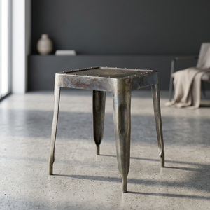 Industrial Vintage Antiquated Nickel Plated Iron <b>Stool</b> Adjustable Fabric <b>Seat</b> Living Room Farmhouse Villa Apartment Use Ottoman - Product Image 2