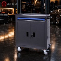 Armoire à outils mobile avec tiroir et portes doubles, chariot à outils en acier verrouillable sur roulettes pour l'organisation du rangement dans le garage et l'atelier