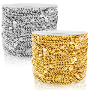 Chaîne de tablettes pressées en acier inoxydable pour collier et bracelet DIY, avec pampille, style simple et personnalisé, électroplaquée, 1,8 mm - Product Image 2