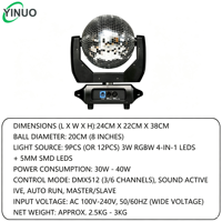 Yinuo Best 120W Moving Head Mirror Ball Light DMX512 LCD Display Auto Rotate Reflective Disco Light for Wedding Party Bar&KTV