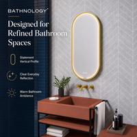 Miroir LED intelligent au design moderne, forme arquée, interrupteur tactile, miroir de salle de bain éclairé pour appartement