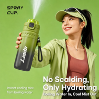 Bouteille d'eau isotherme portable de 630 ml avec pulvérisateur, thermos sport en acier inoxydable avec paille pour le cyclisme et la salle de sport