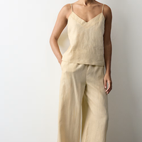 Ensemble de pyjama élégant pour femmes, sans manches, avec pantalon ample à jambes larges, pour se détendre à la maison