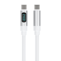 Nouveau Câble USB-C vers USB-C 240W en Silicone Flexible avec Affichage Numérique, Charge Rapide PD 3.0, pour iPhone et Galaxy (OEM)