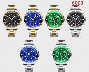 Montre-bracelet pour homme <span class=keywords><strong>CUENA</strong></span> 6003, calendrier de date, bracelet en acier inoxydable doré, cadran 12/24 heures, aiguilles lumineuses, cadran vert - Product Image 6