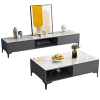 Meuble TV à Panneaux en Bois et Table Basse Modernes Minimalistes – Combinaison Luxe Léger pour Salon – Meuble Bas de Petite Taille