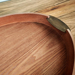 Plateau de rangement ovale en bois de luxe avec poignée en métal, plateau de petit-<span class=keywords><strong>d</strong></span>éjeuner vintage pour table basse, cuisine, organisation de la maison, <span class=keywords><strong>d</strong></span>écoratif - Product Image 2