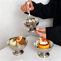 Nouveau gobelet en acier inoxydable, bol à crème glacée, saladier, assiette à fruits, plat à collation, fournitures pour bar KTV
