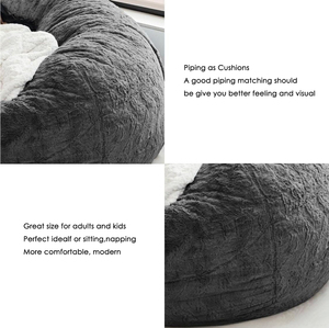 Sang Trọng Nhung Sofa Đặt Túi Đậu 7ft Bìa 2 Trong 1 Không Có Phụ Dành Cho Người Lớn Kích Thước Bao Gồm Chỉ Làm Việc Gamer Ghế Màu Xám Nhiệt Lớn Lounger - Product Image 3