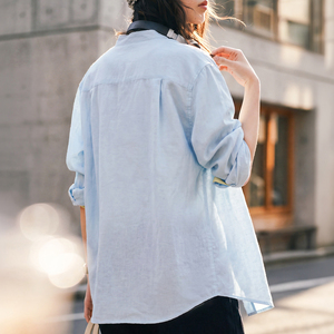 Chemise <span class=keywords><strong>Femme</strong></span> Maden Style Preppy Décontractée Col Mandarin Légère Coupe Ample Minimaliste Tendance Automne 2026 - Product Image 4