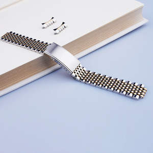 Correa de Reloj de Acero Inoxidable 316L de Lujo, Compatible con Omega, de 18, 19 y 20 mm, con Extremos Curvos Huecos Tipo <span class=keywords><strong>Arroz</strong></span>, en Plata y Oro - Product Image 4