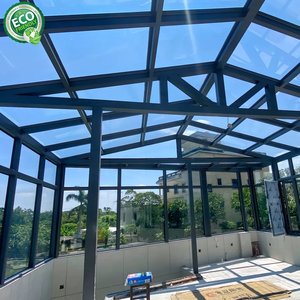 Véranda en aluminium 4 saisons de style moderne à prix de gros avec toit à pignon en verre trempé pour jardin extérieur et espace de vie - Product Image 2