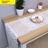 Chemin de table personnalisable en fil de coton tissé à la main, nouveau style chinois, simple, avec pompons, pour usage domestique (cafés, salles à manger, tables longues)