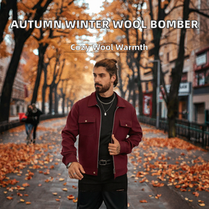 Autumn Winter New Cross-Border European American Men'<b>s</b> Fashion High Street Woolen Zipper Heart Pattern Discharge Printed <b>Jacket</b> - Product Image 2