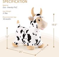 Jouets à bascule en forme d'animaux de la ferme, vache rebondissante, jouet à bascule gonflable en peluche pour tout-petits, taureau rebondissant, cheval à bascule