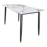 Table à manger rectangulaire moderne et minimaliste en pierre frittée, avec structure métallique de luxe, pour la maison, la cuisine, le restaurant, l'hôtel, portable