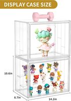2 packs de vitrines en acrylique 4mm 3 couches réglables Boîte de présentation magnétique pliable polie transparente empilable pour objets de collection