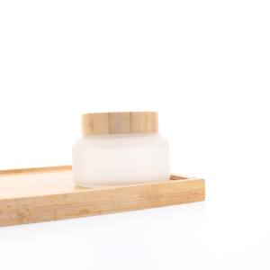 Vendita calda vasetto di crema per il viso smerigliato trasparente 5ml15ml 30ml 50ml 100ml coperchio di bambù contenitori di vetro bambù imballaggio cosmetico BJ10C - Product Image 2