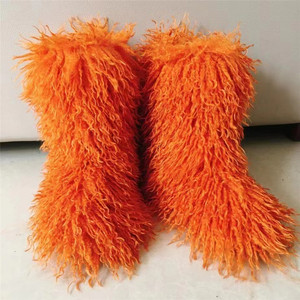 Chaussures colorées d'hiver en fausse fourrure de Mongolie fausses bottes en fourrure de <span class=keywords><strong>mouton</strong></span> d'agneau pour fille vente en gros - Product Image 5