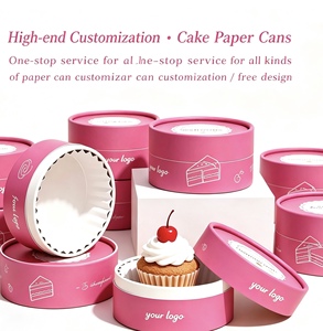 Custom Recyclable Luxury Food Grade <b>Cardboard</b> Can, Round Paper <b>Tube</b> Packaging for Tiramisu Cheesecake & Baked Desserts - Product Image 6