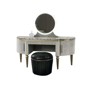 Coiffeuse de maquillage nordique personnalisée, en marbre, pour enfant et <span class=keywords><strong>adulte</strong></span>, blanche avec miroir et tabouret - Product Image 1