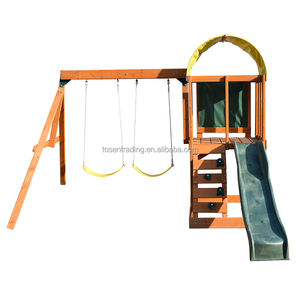 Juego de columpios de madera para jardín de 2 pisos, gimnasio de juegos al aire libre para niños, escalera de cuerda para escalar, columpios para niños en venta, set de juegos. - Product Image 3