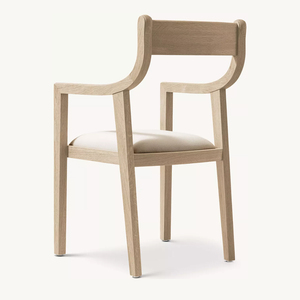 <span class=keywords><strong>Chaise</strong></span> de salle à manger RH vintage de style français en bois massif vieilli, rembourrée en tissu, design danois des années 1950, mobilier de maison durable - Product Image 6