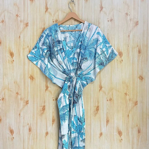 ชุดคาฟตันผ้าฝ้ายยาวผ้าคาฟตันชุดใส่นอนนุ่มน้ำหนักเบาพิมพ์ลายทำด้วยมือ - Product Image 1