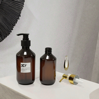 Bouteille vide en PET ambré de 100 ml avec pompe noire pour lotion liquide, shampoing, gel douche, savon, flacon pompe de 500 ml, conteneur cosmétique XD2803-200