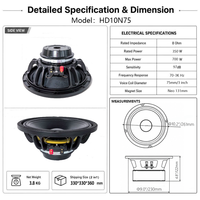 HD10N75 10-Zoll Neodym-Tieftöner 350W RMS, 700W Spitzenleistung, 8 Ohm, 3,0-Zoll Schwingspule für Bühnen-Live-Sound PA-Systeme