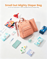 Petit sac à dos à langer en polyester résistant à l'eau, mini sac à langer pour bébé fille ou garçon, sac à dos à langer pour maman et papa, pour poussette