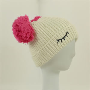 Mode garçons filles tricoté bébé chapeau hiver deux pompons bonnets câble côtelé à revers <span class=keywords><strong>laine</strong></span> casquette Skullcap enfant Skullies <span class=keywords><strong>Bonnet</strong></span> - Product Image 6
